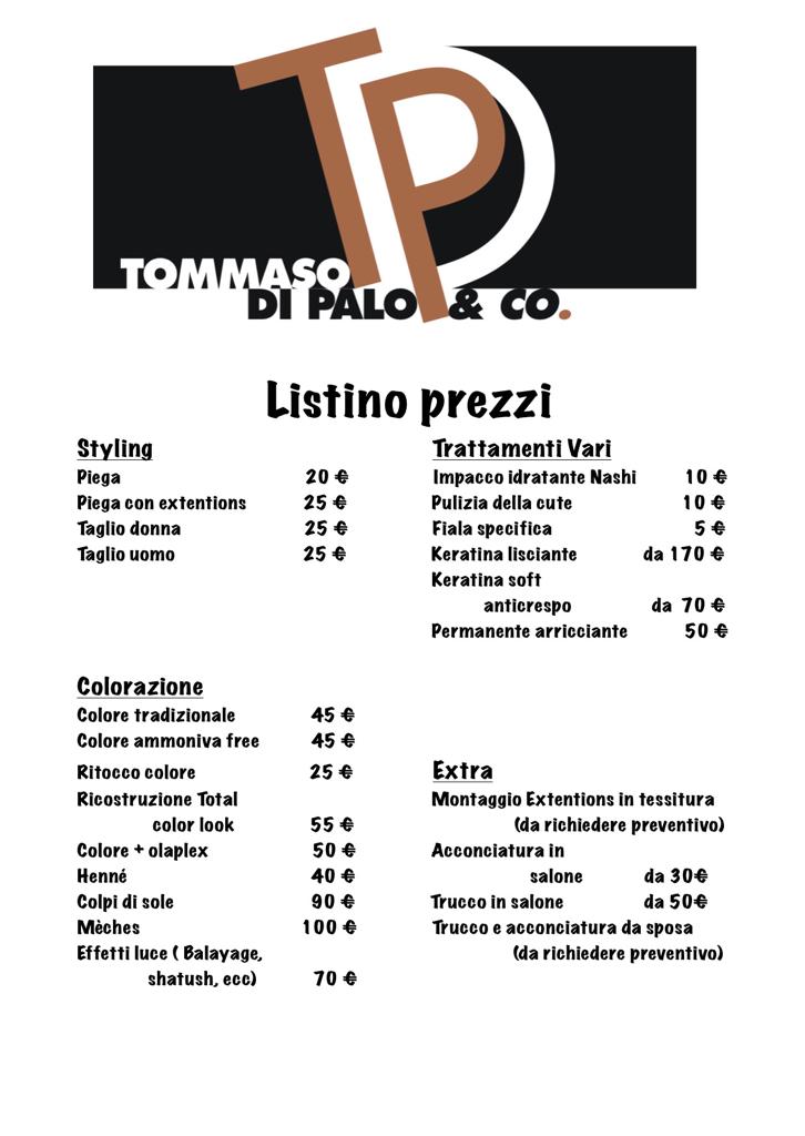 Listino prezzi